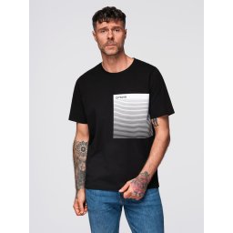 Ombre Men's cotton t-shirt with graphic print - black