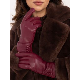 Burgundy women's gloves with buttons