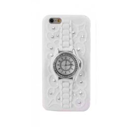 Силиконов Калъф с Часовник за Apple iPhone 6G/6S,Бял