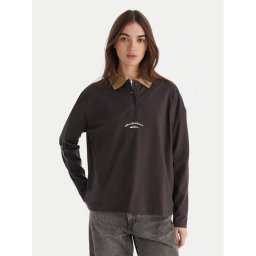 Quiksilver Тениска с яка и копчета Mercury Standard EQWKT03203 Сив Regular Fit