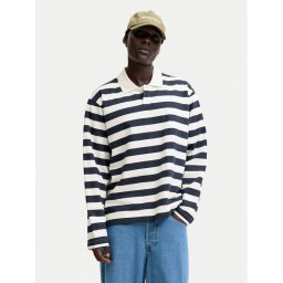 Jack & Jones Тениска с яка и копчета Bleecker 12285805 Тъмносин Loose Fit