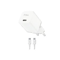 Зарядно 220V ttec SmartCharger GAN 30W PD Travel Fast Charger + USB-C - USB-C 60W Cable - Бяло