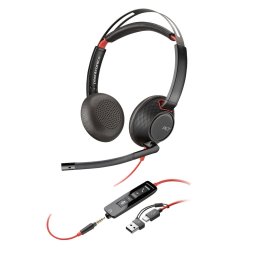 Конферентни слушалки HP Poly Blackwire 5220, микрофон, шумопотискащи, 28mm говорители, USB, Jack 3.5mm, черни