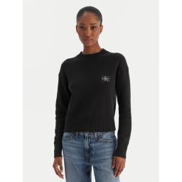 Calvin Klein Jeans Пуловер Ck Embro Badge LV047D351G Черен Regular Fit
