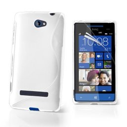 HTC 8S Силиконов Калъф Бял + Протектор