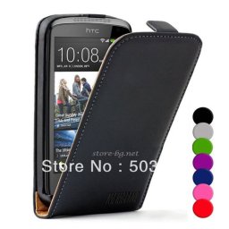 HTC Desire 501 Флип2 Кожен Калъф + Протектор