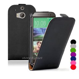 HTC One M8 Флип2 Кожен Калъф + Протектор