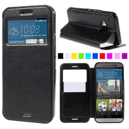 HTC One M9 Window Wallet Кожен Калъф и Протектор