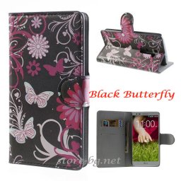 LG G2 D802 Painted Wallet Кожен Калъф + Протектор