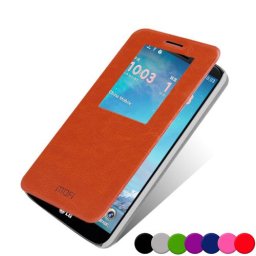 LG G2 D802 Window Wallet Кожен Калъф + Протектор