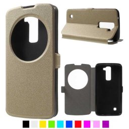 LG K7 Window Wallet Кожен Калъф и Протектор