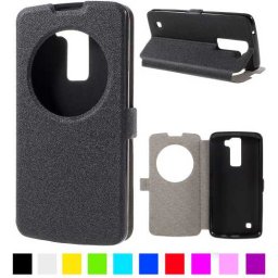 LG K8 Window Wallet Кожен Калъф и Протектор