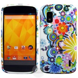 LG Nexus 4 E960 Blue Flora Силиконов Калъф + Протектор