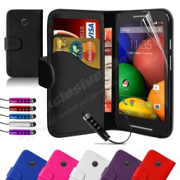 Motorola Moto Е/Dual Wallet Кожен Калъф + Скрийн Протектор