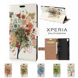 Sony Xperia Z3 Printed Leather Wallet Кожен Калъф + Протектор