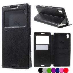 Sony Xperia Z5 Window Wallet Кожен Калъф и Протектор
