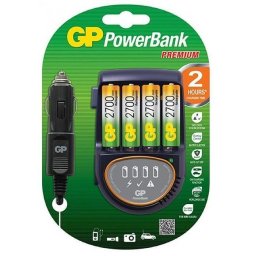 GP PB50GS270, 4 AA, NiMH 2700mAh, FAST, 12V & 220V Зарядно Устройство