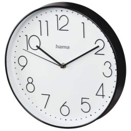Hama Elegance, 186389 Тих, 30 см., Бял/Черен Стенен часовник