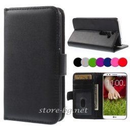 LG G2 D802 Magnetic Wallet Кожен Калъф + Протектор