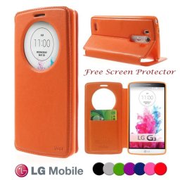 LG G3 D855 Window Wallet Кожен Калъф + Скрийн Протектор