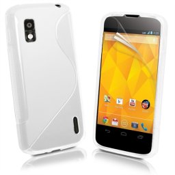 LG Nexus 4 E960 Силиконов Калъф Бял + Протектор