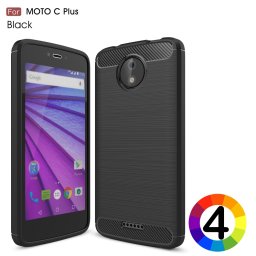 Motorola Moto C Plus Удароустойчив Carbon Fiber Калъф и Протектор