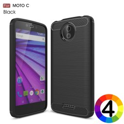 Motorola Moto C Удароустойчив Carbon Fiber Калъф и Протектор