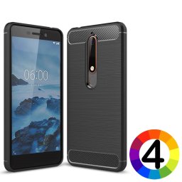 Nokia 6 Удароустойчив Carbon Fiber Калъф и Протектор