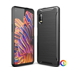 Samsung Galaxy Xcover Pro Удароустойчив Carbon Fiber Калъф и Протектор