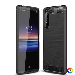 Sony Xperia 1 II Удароустойчив Carbon Fiber Калъф и Протектор