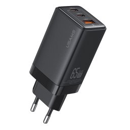 USAMS Sandru 65W GaN Бързо Зарядно с 3 Порта (2xUSB-C + USB-A), EU