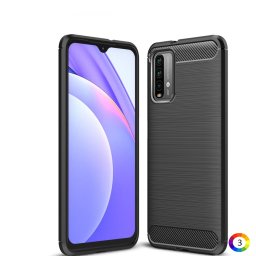 Xiaomi Poco M3/Redmi Note 9 4G Удароустойчив Carbon Fiber Калъф и Протектор