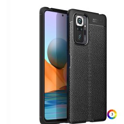 Xiaomi Redmi Note 10 Pro Удароустойчив Litchi Skin Калъф и Протектор