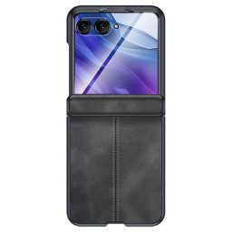 Кожен Калъф + Скрийн Протектор за Motorola Razr 60 Ultra 5G – Черен / Кафяв, Сгъваем Дизайн