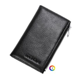 Мъжки портфейл от естествена кожа с цип JINBAOLAI Vintage Litchi