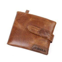 Портфейл за мъже от естествена кожа винтидж стил Vintage Style Tri-fold Genuine Leather, кафяв