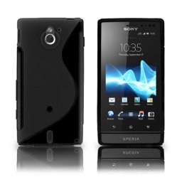 Sony Xperia sola MT27i S-Line Силиконов Калъф Черен + Протектор