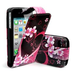 Apple iPhone 4S/4 Love Heard Flip Калъф + Протектор