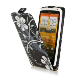 HTC One X Black Flower Flip Case + Протектор