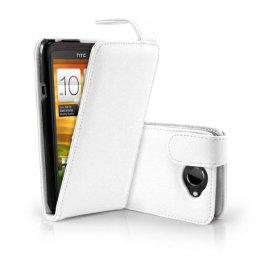 HTC One X Flip Калъф Бял + Протектор