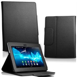 Sony Xperia Tablet S Кожен Калъф Черен + Протектор
