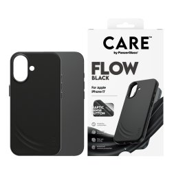Гръб Care by PanzerGlass за iPhone 17, FLOW Case w haptic button - Черен