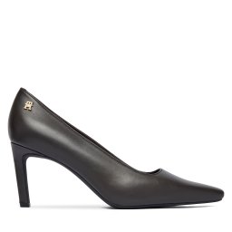 Обувки на ток Tommy Hilfiger Th Logo Lth Pump Slanted Hl FW0FW09008 Черен