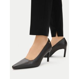 Tommy Hilfiger Обувки на ток Th Logo Lth Pump Slanted Hl FW0FW09008 Черен