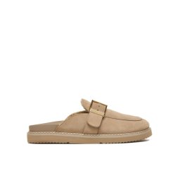 Tommy Hilfiger Чехли Th Buckle Fur Suede Mule FW0FW09083 Бежов