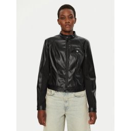 Guess Яке от имитация на кожа W4YL04 WE480 Черен Regular Fit