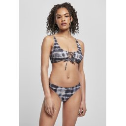 Women's lace-up bikini black/white