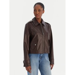 Calvin Klein Jeans Яке от имитация на кожа Moto LV047E501G Кафяв Regular Fit