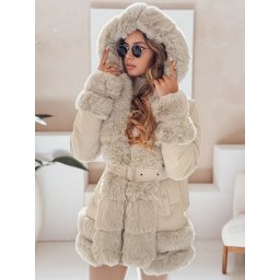 Дамско зимно яке с качулка и колан