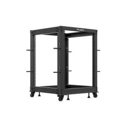 Lanberg open rack 19" 15U 600x600-1100 adjustable, black